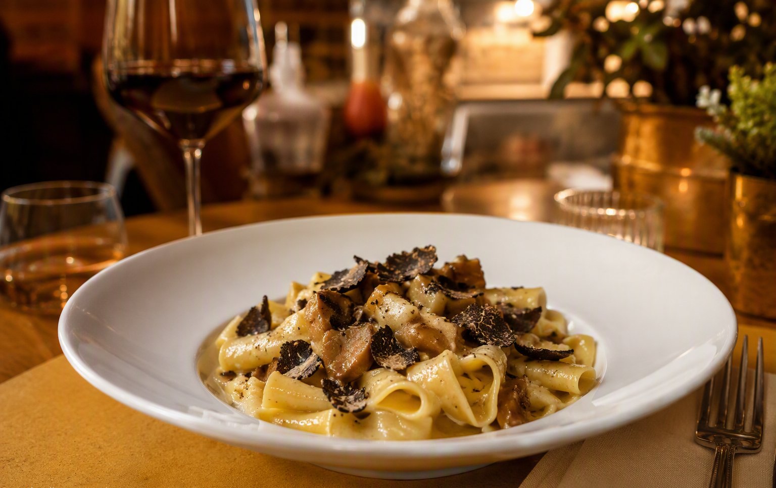 Pasta fresca al tartufo e funghi porcini